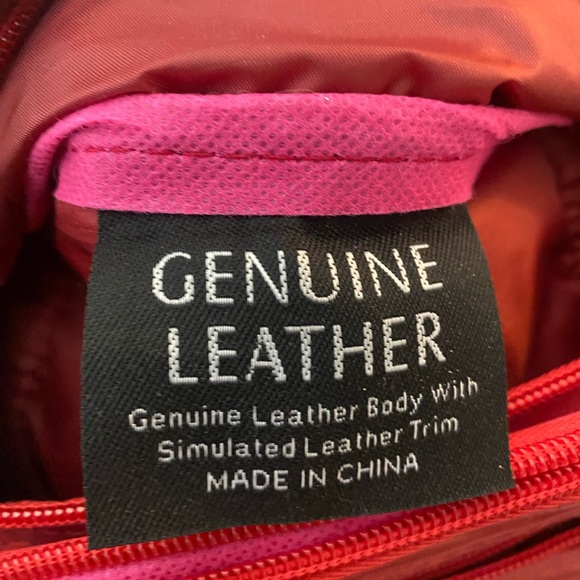 Vintage red Fanny Pack Waist Bag Genuine Patchwork Leather 6 zips 17” x 6.5” - Picture 10 of 10